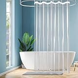 EurCross Transparent Duschvorhang 100x200 mit 3 Magneten unten für Badewanne, Schmale Wasserdicht Duschvorhänge, Kleine PEVA Plastik Antischimmel Badvorhang mit 7 Ringen