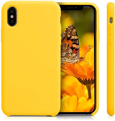 Image of REALCASE iPhone X | iPhone Xs Back Cover Case | Full Protective Liquid Silicone | Shockproof Case Back Cover for iPhone X /Xs [S-Yellow]