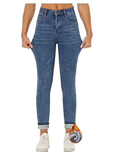 heipeiwa Womens Winter Jeans Fleece Lined High Waist Skinny Jeans Warm Denim Jeggings