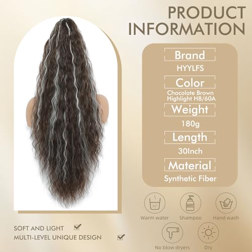 Image of Claw Clip Ponytail Extension Chocolate Brown Highlight H8 /60A,30In