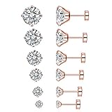 NewZenro 20g Rose Gold Plated Stainless Steel CZ Helix Studs Earrings for Women Men Cartilage Ear...