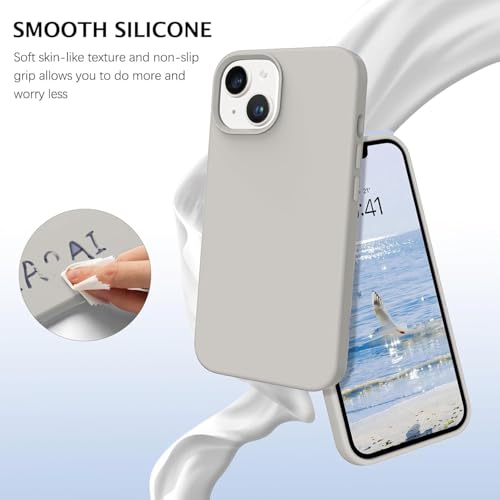 Image of DIZORO Microfiber Candy Case Compatible for iPhone 13 / iPhone 14 6.1 Inch Shockproof Slim Back Cover Liquid Silicone Case - Titanium