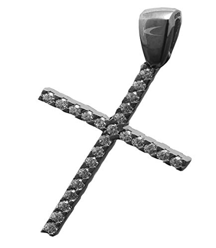 Colgante de cruz bifacial plata 925 K JEWELS con diamantes negros unisex