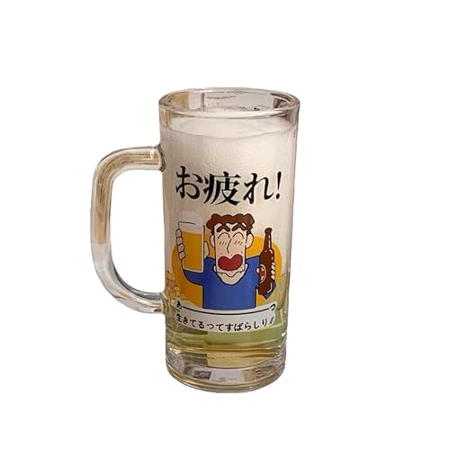 しんちゃん ビールグラス 400ml カップル/家庭用 しんちゃん/ひろし/みや プレゼント ガラス製 飲み物用 テ (ひろし)