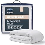 Silentnight Natural Wool Heavyweight Super King Duvet - Luxury Temperature Regulating Heavyweight Autumn Winter Duvet Quilt with Breathable Cotton Cover - Super King