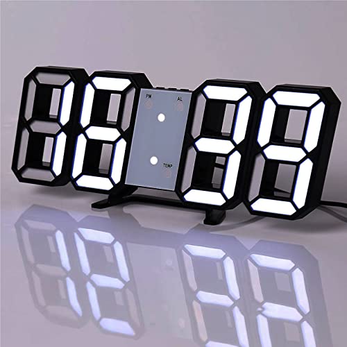 VORRINC Reloj despertador 3D LED digital de pared, reloj de pared regulable, luz nocturna, USB 12/24 horas, indicador de temperatura de fecha, dormitorio, salón, cocina, oficina (negro) Cover