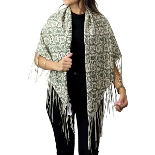 Womens Paisley Print Square Scarf W/Fringes2