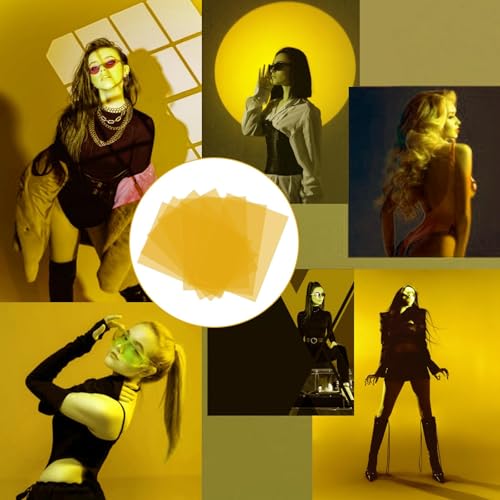 SWTYExt 7 Stück Folie Hitzebeständig für Lampen Gelb Lampenfolie 29,7 x 21cm Farbfolien Gel Farbfilter A4 Transparente Farbkorrektur für Foto Lampe Scheinwerfer Grafie Studio Strobe Blitz LED