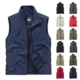 JiXiang Mens Vest Outdoor Workout Lightweight Sleeveless Work Jacket Hiking Travel Breathable Outerwear with Multiple Pockets