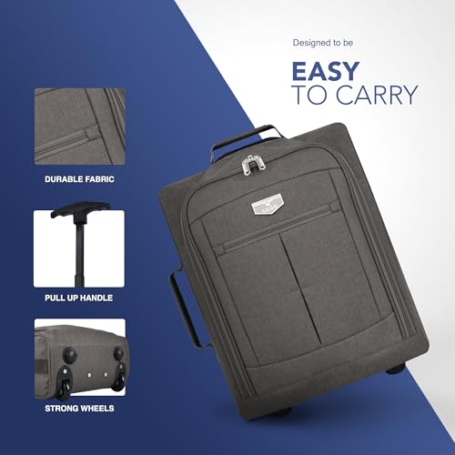 LUGG Lightweight Cabin Size Luggage - Durable 600D Snowflake Polyester - Push Up Trolley, Strong Wheels - Easyjet, Ryanair, British Airways - Overhead Locker (45x36x20cm) - Image 6