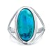 Bling Jewelry 925 Silver Oval Untreated Natural Turquoise Cocktail Ring