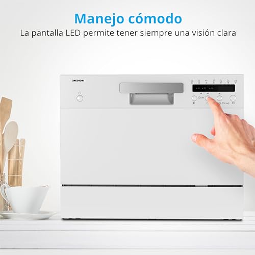 Miniatura 3 de Medion Lavavajillas De Mesa Dwt60 Capacidad 6 Cubiertos, 7 Programas, Programa Eco, Consumo Aprox. 6,5 Litros, Aquastop, Pantalla Led, Bloqueo Para Niños, Md37496 Plata