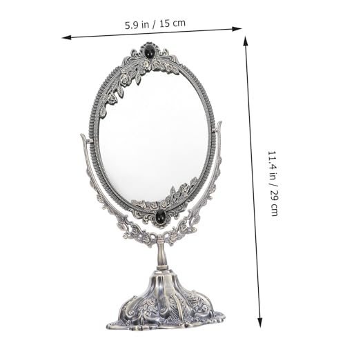 Miroir rétro de table métal pivotant support maquillage compact unique - 5
