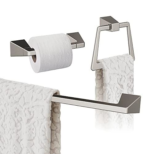 Amerock | Brushed Nickel | Blackrock | Towel Bar | 24 inch (610 mm) | 3 Piece | Bathroom Accessories Set