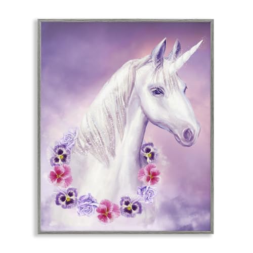 Unicorn Flower Lei Fantasy, 11 x 14 Inch Framed Giclée Print