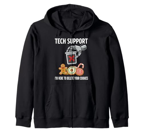 Tech support delete your cookies funny it guy christmas zip hoodie
