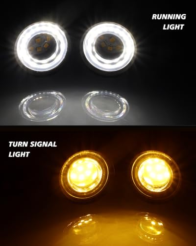 Image of TSUNG Universal Motorcycle LED Turn Signals Lights Small Bullet Front Rear Blinkers Tail Lights for Cruiser Chopper Bobber Cafe Racer Street Bike (RING-Black, White&Amber)