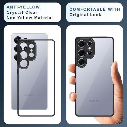 Image of CEDO Backcover for Samsung Galaxy S25 Ultra | Camera Protection Bump Shockproof Edge | Ultra Hybrid Transparent Acrylic Clear TPU+PC Hard Backcase Cover (Black)
