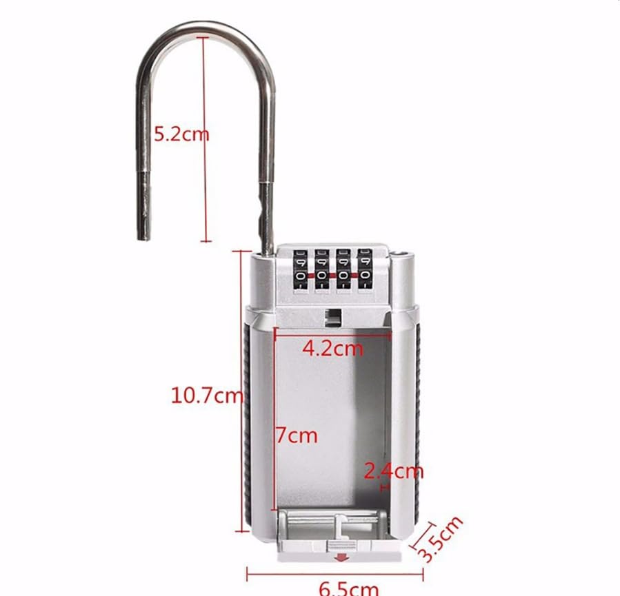 Luminexia Schlüsseltresor mit 4-stelligem Zahlencode,Key Lock Box Security Key Vorhängeschloss Safe,Schlüsselbox mit Bügel zur Befestigung,für Haus,Garagen,Schule Ersatz Haus Schlüssel