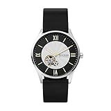 Skagen メンズ Holst 自動巻き ステンレススチール スケルトン 腕時計, ブラック/ブラック, One Size, Holst 自動巻きブラックレザーウォッチ