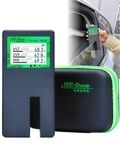 Tint Meter TM-28 – Digital Window Tint Tester for VLT, UVR & IRR Measurement, 15mm Slot, Auto Calibration, Rotatable Backlit Display, Rechargeable Battery (TM-28 with PU Case)