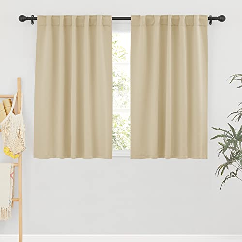 RYB HOME Room Darkening Curtains - Back Loops Solid Sunlight Block Window Decor for Nursery Bedroom...