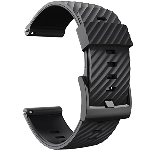 Bracelet silicone 24mm noir pour montre Suunto 9 Baro et Spartan