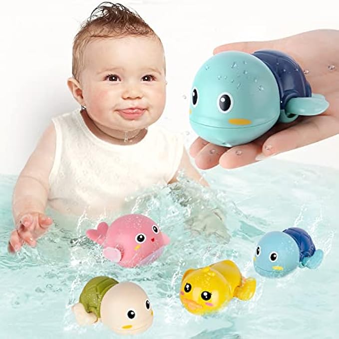 Bath Toys, 4 Pack Baby Bath Toys for Toddlers 1-3, Floating Wind-up Toys Swimming Pool Games Water Play Set Xmas Gift for Bathtub Shower Beach Infant Toddlers Kids Boys Girls Age 1 2 3 4 5 6 Years