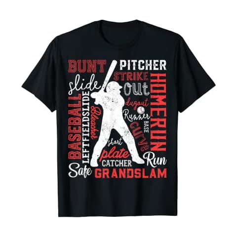 Baseball Typography Word Art Boys Men Vintage Player Batter T-Shirt Cover