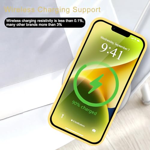 Image of Wirvyuer for iPhone 14 Phone Case Cute Heart Pattern Soft Shockproof Protective Silicone Phone Case for Women Girls, Yellow