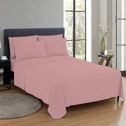 CHARKHAH Polycotton Flat Sheets with Single Double King Size Bed Ultra Soft Plain Top Sheet Dyed in Trendy Colors Hotel Collection Sheets Ideal for Winter & Summer Bedding (Black, Single)