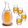 ZENS Sake Set glazen, Japanse Sake Set 250 ml met 4 Sake Cup shotglazen set voor warmers of koude Japan Soju Liquor met Stone Coaster