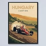 Vintage Racing Poster–Hungarian Grand Prix 2 Aout 2014 Circuit Motorsport Wall Art–Retro Race Car Print, Unique Gift for Fans, Office, Living Room, Home & Garage Décor mKpi4t