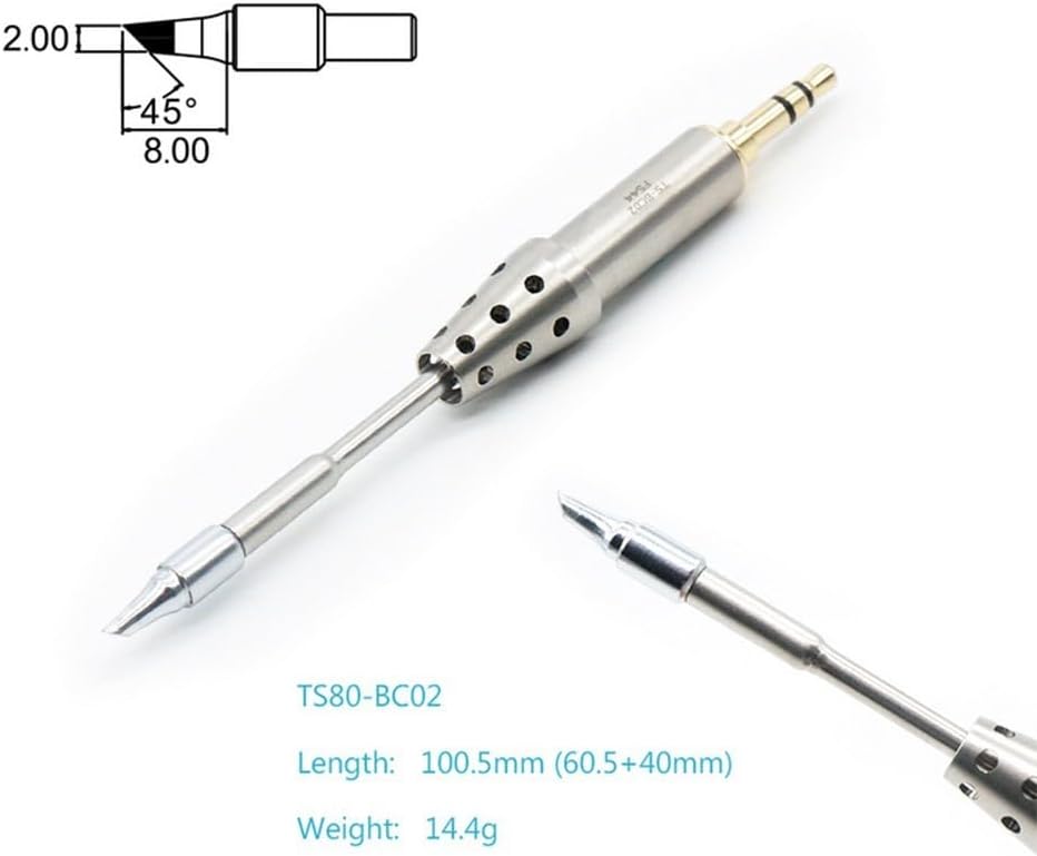 Miniware TS80P Soldering Iron Tip Replacement - B02 BC02 D25 K4 J02 Compatible with TS1C TS80 - Fast Heating Steel Tip for Cordless Soldering Station - 100mm Length(TS-K4)