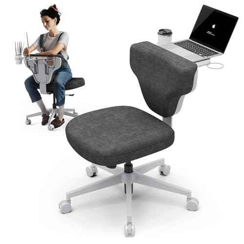 Newtral Freedom-X Criss Cross Legged Chair, Adjustable Laptop Tray for Work & Relax (Dark Grey, Standard) Dark Grey Standard