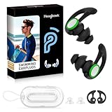 Hearprotek Swimmer Ear Plugs, 1 Pair Custom-fit Water Protection Adult Swimming Earplugs for Swimmers Surfer, Universal-fit with Lanyard, Perfect for Swimming,Surfing, Other Water Activities Black