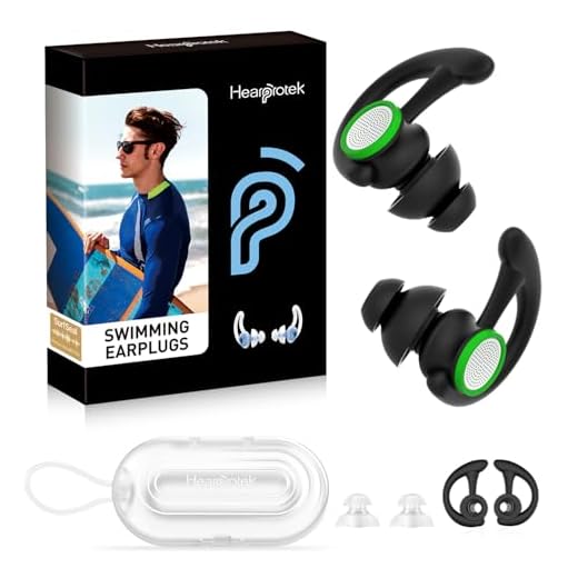 Hearprotek Tapones para los oídos para nadadores, 1 par de protección contra el agua de ajuste personalizado para nadadores y surfistas, ajuste universal con cordón, perfecto para natación, surf