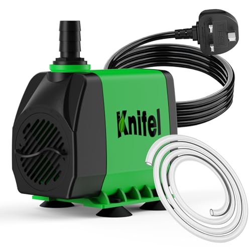 Knifel Submersible Pump 2500L/H 45W Dry Burning Protection with Ultra Quiet Design 2.5m High Lift for Fountains, Hydroponics, Ponds, Aquariums & More