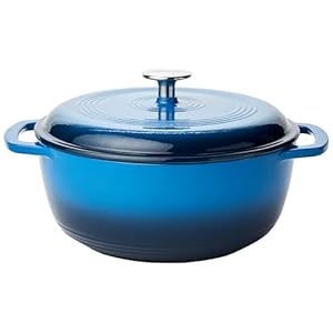 Amazon Basics Enameled Cast Iron Covered Round Dutch Oven, 4.3-Quart, Blue