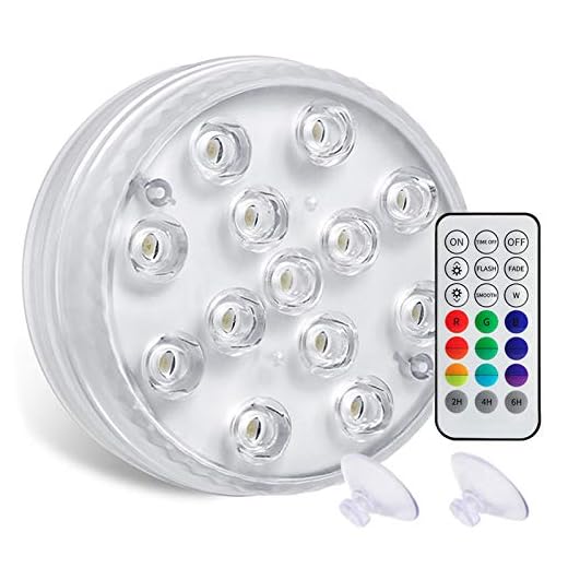 XTIMES Submersible LED Lights with RF Remote Control 13 LED 16 Bright Colors Changing Underwater LED Light IP68 Waterproof Underwater Lighting Decoration Lights for Pool Fish Tank Vase Base(1 Pack)
