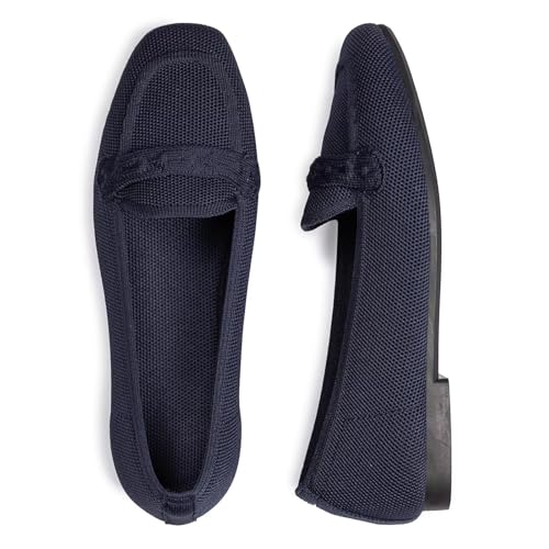 Image of Frank Mully Women's Loafer Flats Square Toe Comfortable Office Work Shoes, Cute Penny Loafer Slip On Walking Driving Shoes