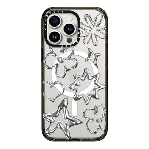 CASETiFY Impact iPhone 15 Pro Max Case [4X Military Grade Drop Tested / 8.2ft Drop Protection/Compatible with Magsafe] - Stars Prints - Chrome Doodles - Clear Black by CASETiFY - Image 3