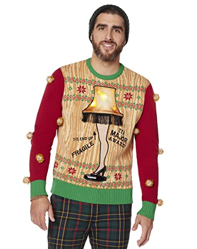 Spencer's A Christmas Story Light-Up Leg Lamp Ugly Christmas Sweater | Light-Up Christmas Sweater