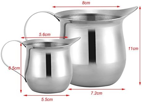 Miniatura 4 de Jarra de espuma de leche de 8.1 fl oz, taza de cocina de acero inoxidable con acabado espejo, boca ancha con boquilla de vertido