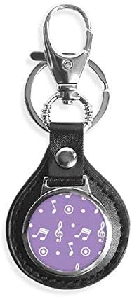 DIYthinker White Music Notes Purple Key Chain Ring Keyholder Hook Leather Metal image 2