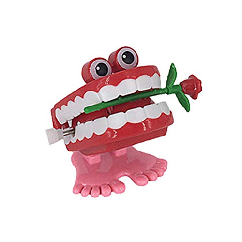 Novelty Funny Vibrating Wind Up Toys Walking Wind Up Teeth With Eyes Feet (Rose) Decor For Celebration Party #TOP6