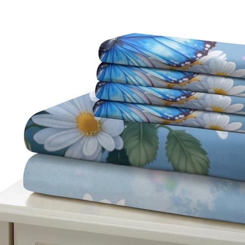 Parure de lit papillon bleu hypoallergénique contre les allergies