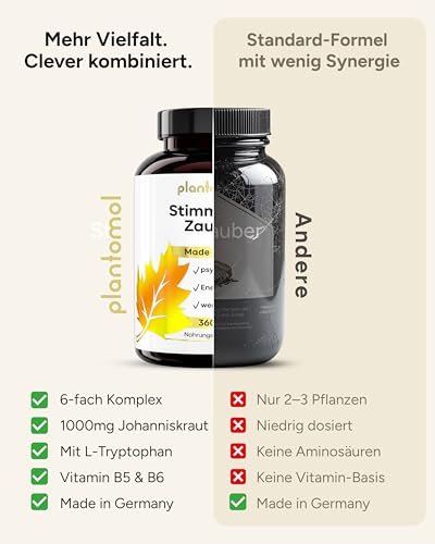 360 Johanniskraut Kapseln hochdosiert - 1000mg Johanniskraut-Extrakt mit GABA & L-Tryptophan - pflanzlicher Stimmungsaufheller hochdosiert - Stimmungszauber - 6 Monatsvorrat