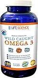 Wild Caught Omega 3 Fish Oil (180 Softgels) Triple Strength 2500mg / 860mg EPA / 650mg DHA Burpless Non-GMO Verified Sustainably Sourced Natural Supplement Pills