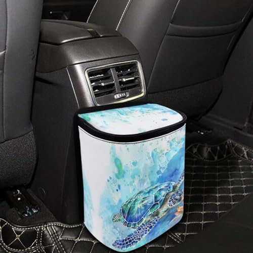 Image of DISNIMO Sea Turtle Car Trash Can Bin Cute Car Garbage Can Leakproof Car Accessories Trash Bin Car Dustbin Organizer Container for Car Office Home
